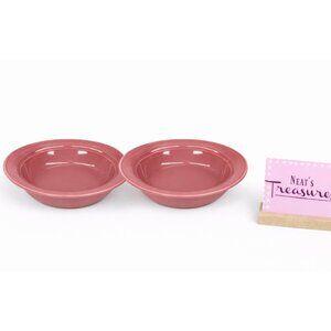 Nancy Calhoun DARK ROSE Japan Solid Color Smooth Stoneware Rim Soup Bowls Set 2